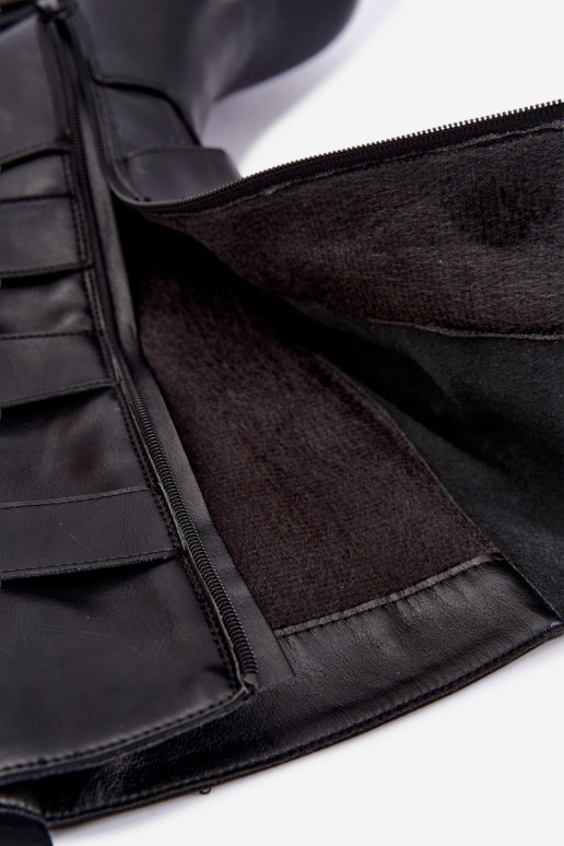 Bottes hautes avec plateforme et sangles en noir Delsenne