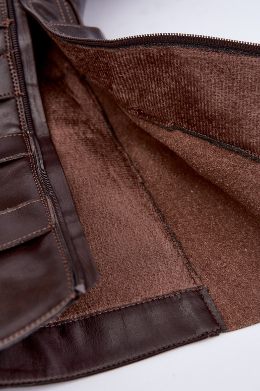Bottes hautes avec plateforme et sangles en chocolat Delsenne