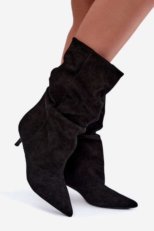 Bottines Slouchy à enfiler avec talons en noir Falisette