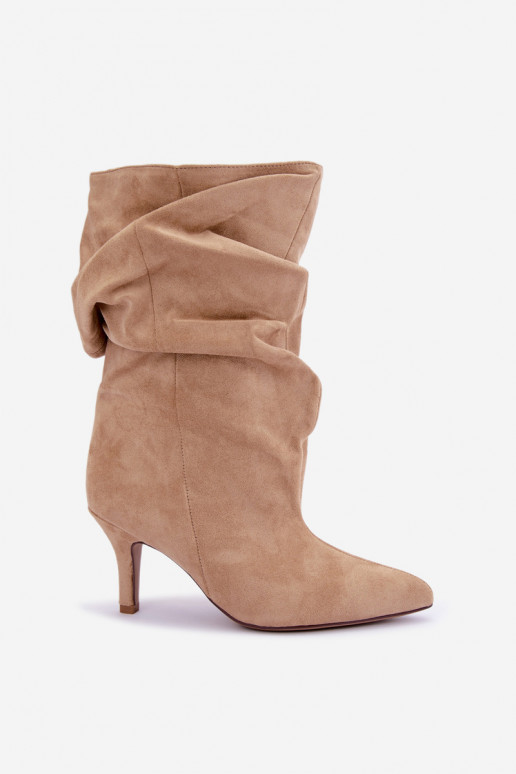 Bottines Slouchy à enfiler avec talons en sable Falisette