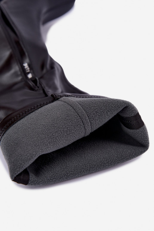 Bottes hautes pour femmes avec plateforme et talons en cuir synthétique noir Nesalie