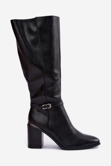 Bottes hautes isolées pour femmes avec talons décorés en noir Sergio Leone KZ-08 2