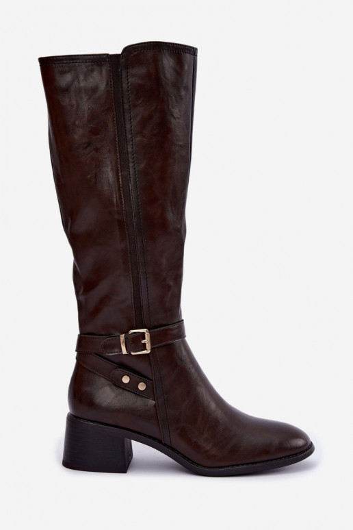 Bottes hautes pour femmes avec boucles en couleur chocolat Sergio Leone KZ-07