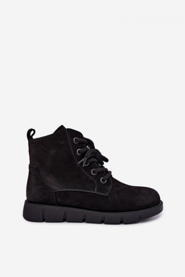Bottines en cuir noires isolées à lacets Vinceza 67040 2