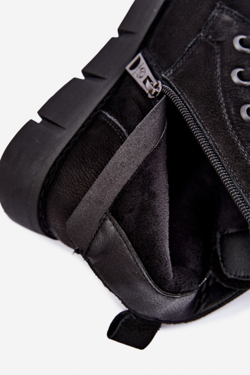 Bottines en cuir noires isolées à lacets Vinceza 67040