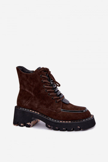 Bottines isolées en daim synthétique couleur chocolat Artiker 59C0272