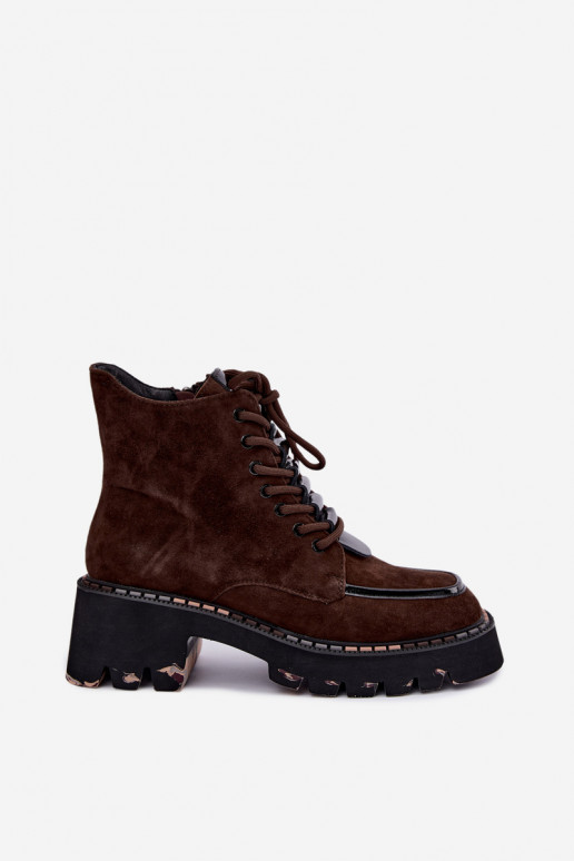 Bottines isolées en daim synthétique couleur chocolat Artiker 59C0272