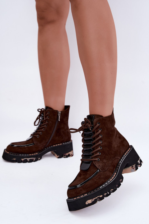 Bottines isolées en daim synthétique couleur chocolat Artiker 59C0272