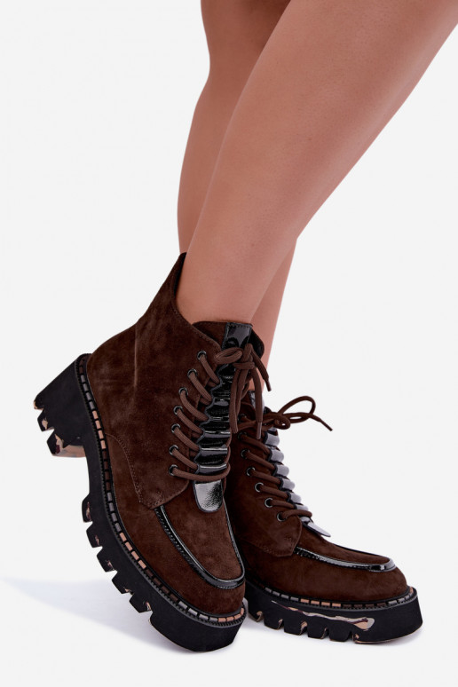 Bottines isolées en daim synthétique couleur chocolat Artiker 59C0272