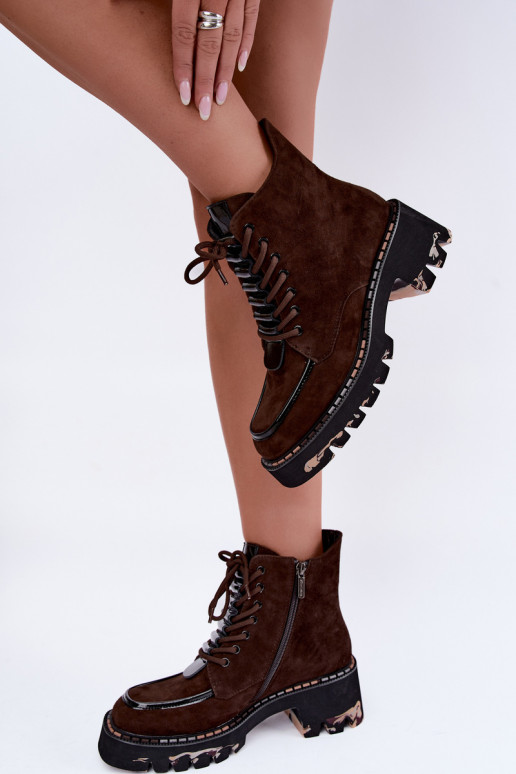 Bottines isolées en daim synthétique couleur chocolat Artiker 59C0272