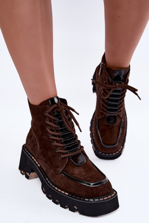 Bottines isolées en daim synthétique couleur chocolat Artiker 59C0272