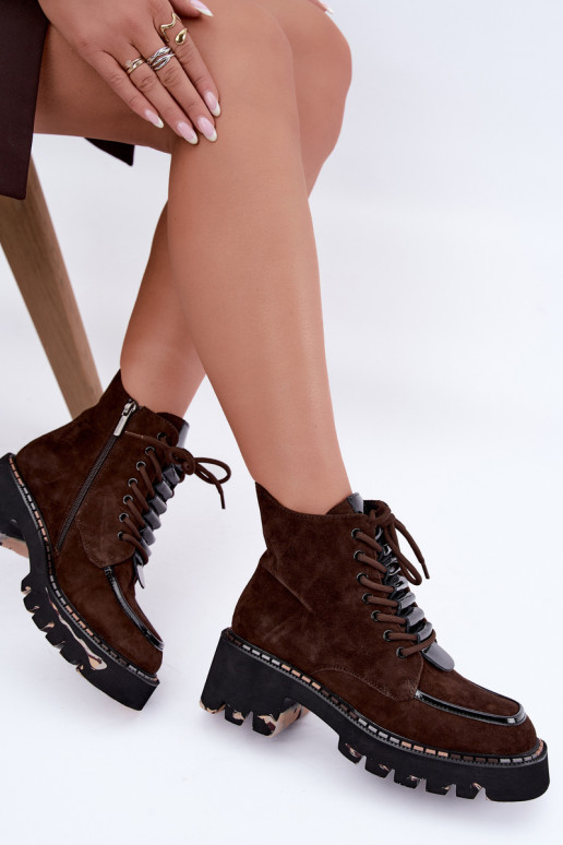 Bottines isolées en daim synthétique couleur chocolat Artiker 59C0272