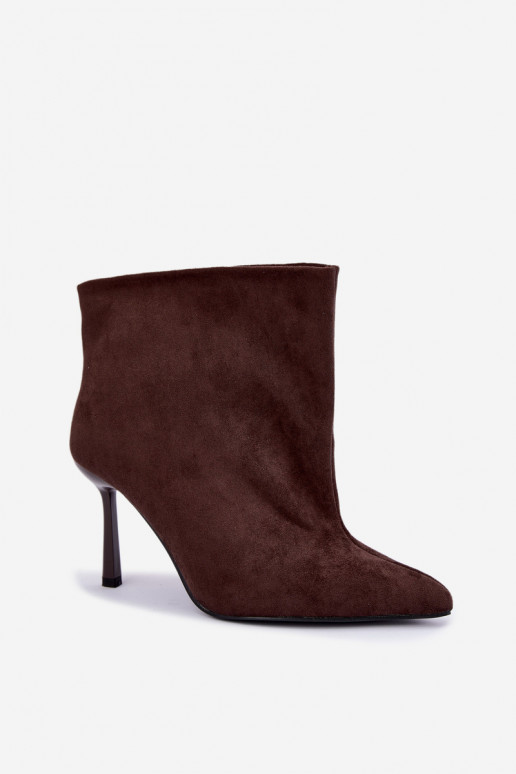 Bottines à enfiler couleur chocolat avec talons fins Kamea