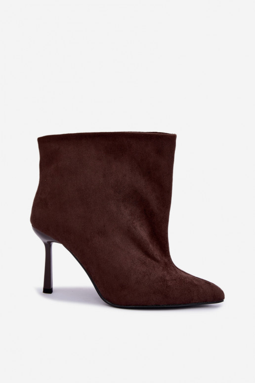 Bottines à enfiler couleur chocolat avec talons fins Kamea