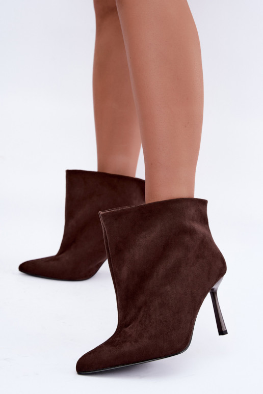 Bottines à enfiler couleur chocolat avec talons fins Kamea