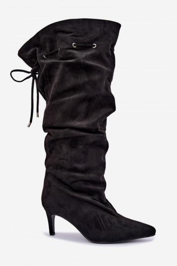 bottes montantes chaudes à enfiler avec des talons fins et des détails stylés en couleur noire Tivelle
