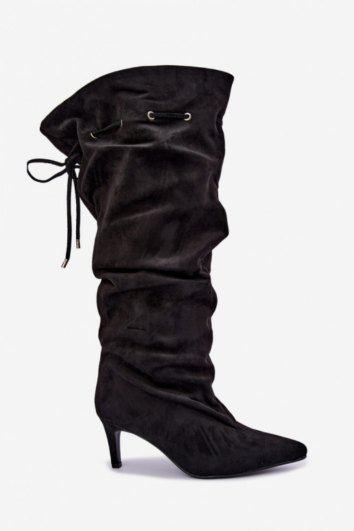 bottes montantes chaudes à enfiler avec des talons fins et des détails stylés en couleur noire Tivelle