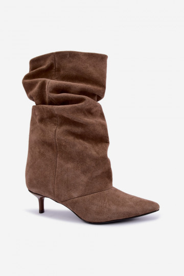 bottines à enfiler avec talons en daim synthétique de couleur kaki Cindrelle
