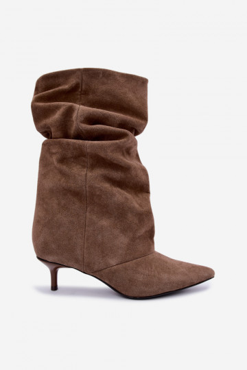 bottines à enfiler avec talons en daim synthétique de couleur kaki Cindrelle 2