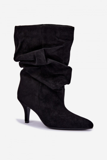 bottines à enfiler avec talons en daim synthétique de couleur noire Cindrelle