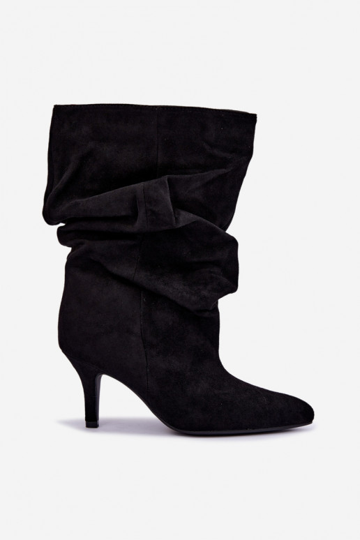 bottines à enfiler avec talons en daim synthétique de couleur noire Cindrelle