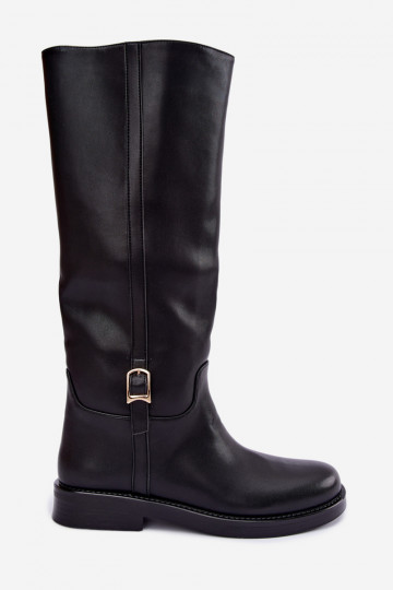 bottes hautes avec boucles et talons larges en couleur noire Ismerelle 2