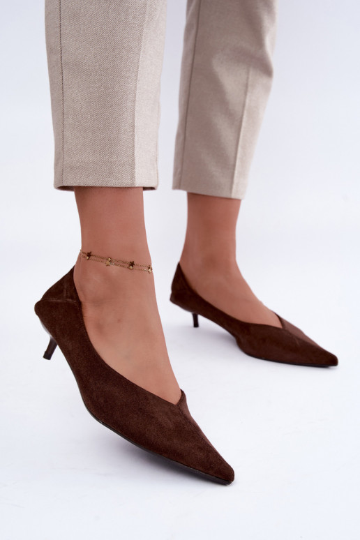 chaussures à petit talon en couleur chocolat Joresta