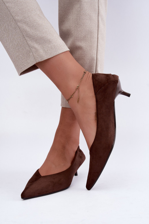 chaussures à petit talon en couleur chocolat Joresta