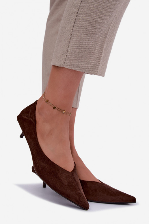 chaussures à petit talon en couleur chocolat Joresta