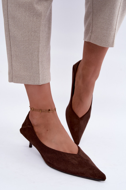chaussures à petit talon en couleur chocolat Joresta