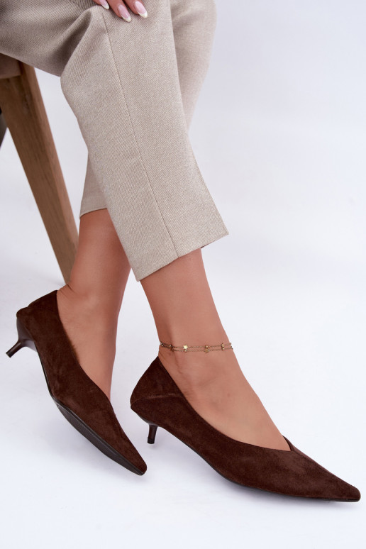 chaussures à petit talon en couleur chocolat Joresta