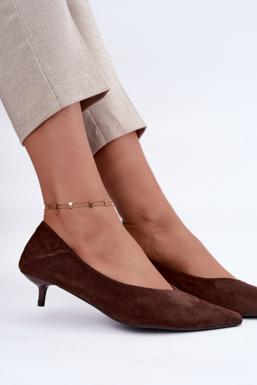 chaussures à petit talon en couleur chocolat Joresta