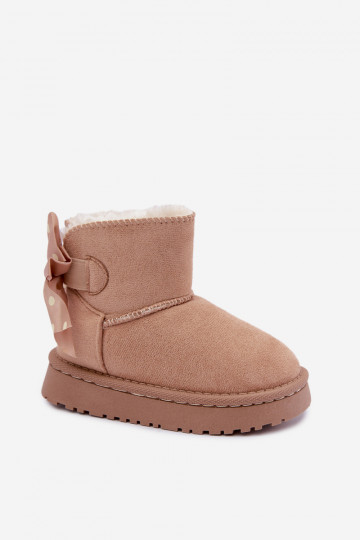 bottes de neige pour enfants avec nœuds en couleur sable Įjungtavelle