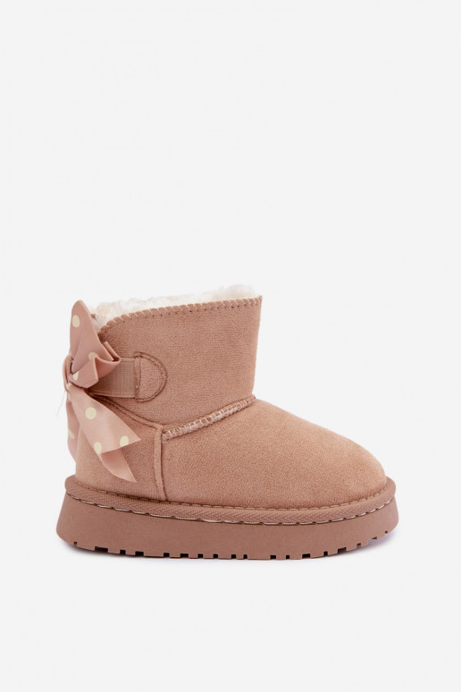 bottes de neige pour enfants avec nœuds en couleur sable Įjungtavelle