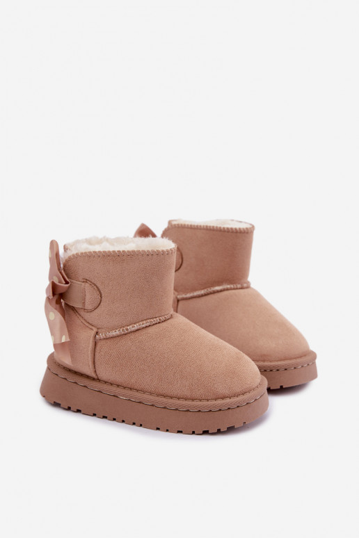 bottes de neige pour enfants avec nœuds en couleur sable Įjungtavelle