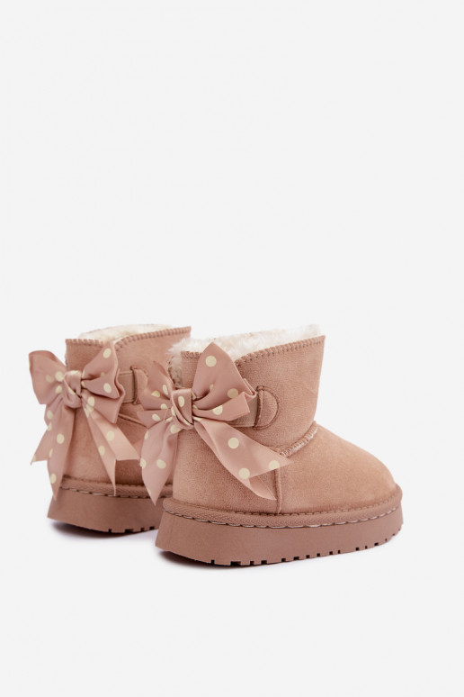 bottes de neige pour enfants avec nœuds en couleur sable Įjungtavelle