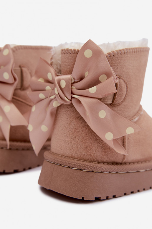 bottes de neige pour enfants avec nœuds en couleur sable Įjungtavelle