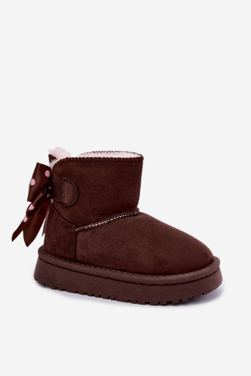 bottes de neige pour enfants avec nœuds en couleur chocolat Įjungtavelle