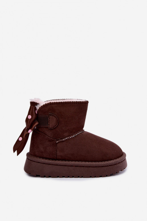 bottes de neige pour enfants avec nœuds en couleur chocolat Įjungtavelle