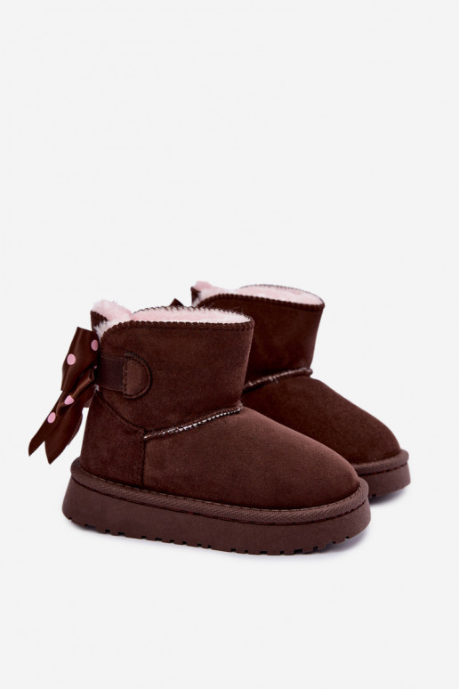 bottes de neige pour enfants avec nœuds en couleur chocolat Įjungtavelle