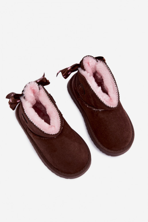 bottes de neige pour enfants avec nœuds en couleur chocolat Įjungtavelle