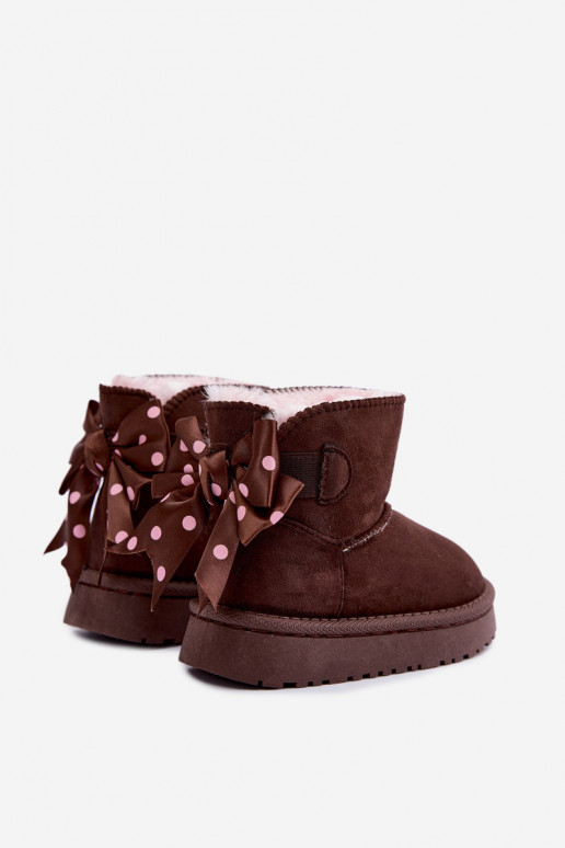 bottes de neige pour enfants avec nœuds en couleur chocolat Įjungtavelle