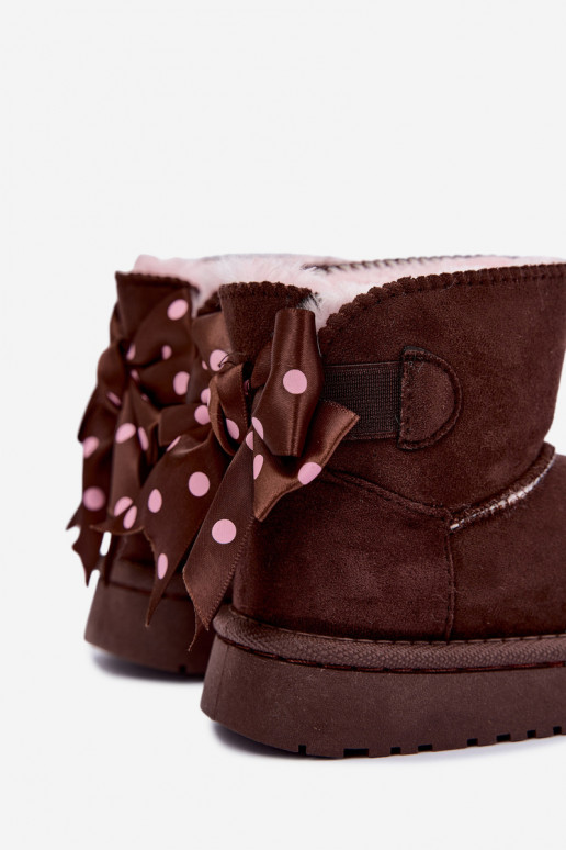bottes de neige pour enfants avec nœuds en couleur chocolat Įjungtavelle