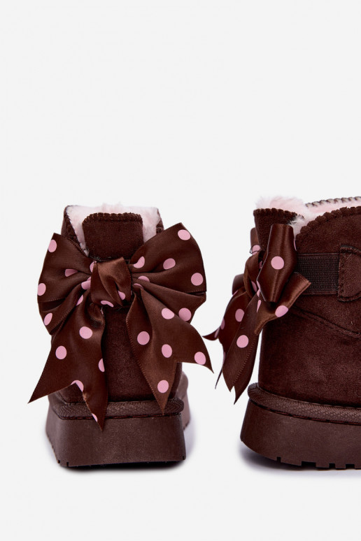 bottes de neige pour enfants avec nœuds en couleur chocolat Įjungtavelle