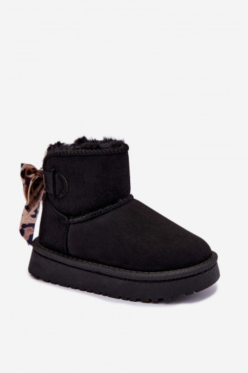 Bottes de neige noires pour enfants avec rubans Velle