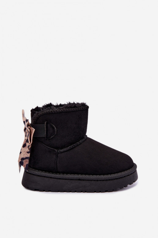 Bottes de neige noires pour enfants avec rubans Velle