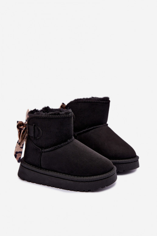 Bottes de neige noires pour enfants avec rubans Velle