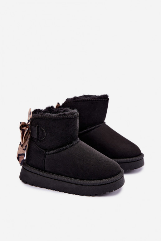 Bottes de neige noires pour enfants avec rubans Velle