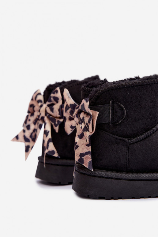 Bottes de neige noires pour enfants avec rubans Velle