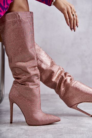 Bottes à talons roses avec œillets brillants Lovisa